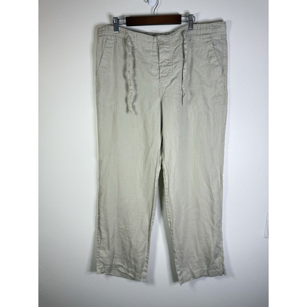 Mens Toscano 100% Linen Pants Size M 38x30 Beige Drawstring Beach Coastal Resort